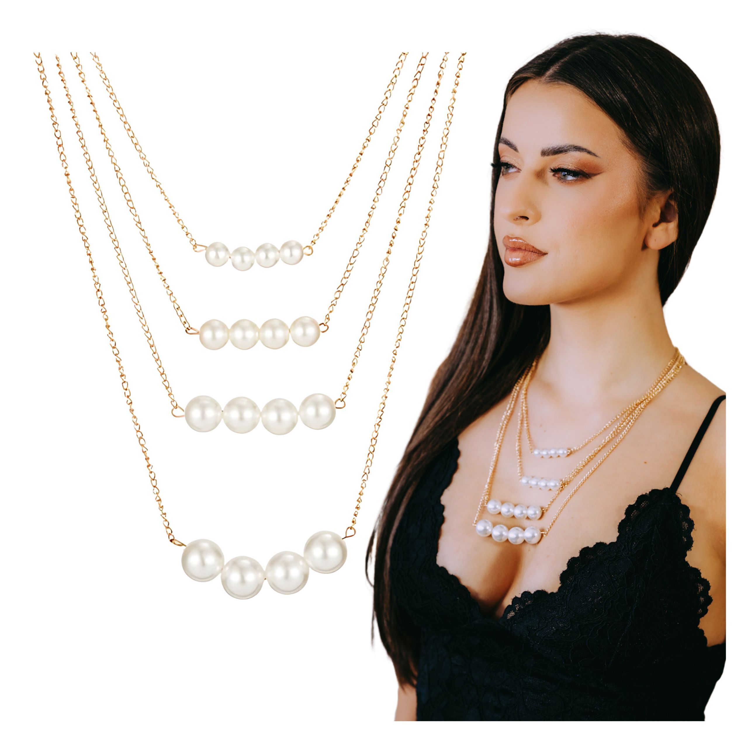  Halskette mit perlen kette mit perlen golden subtelny kette modisch