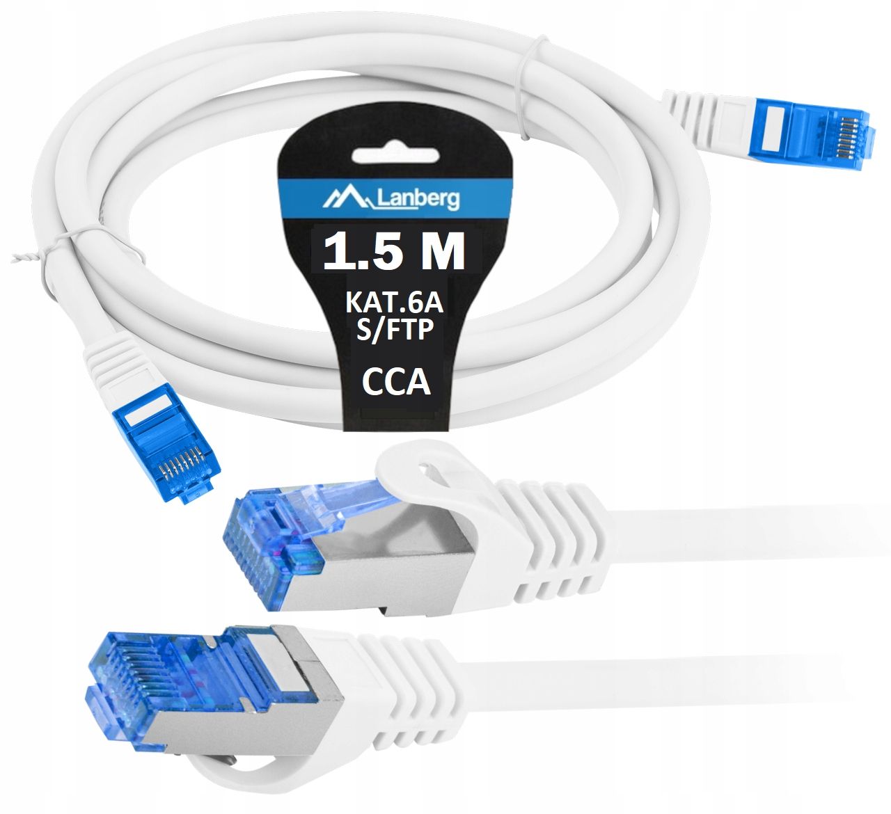  Síťový kabel lan twisted pair - internet ethernet roh 6a sftp 1.5m černá barva