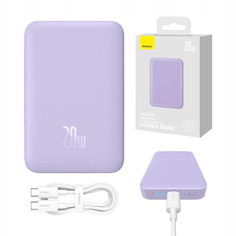  Baseus magnetic mini přenosná nabíječka magnetický 10000mah usb-c pd 30w kabel