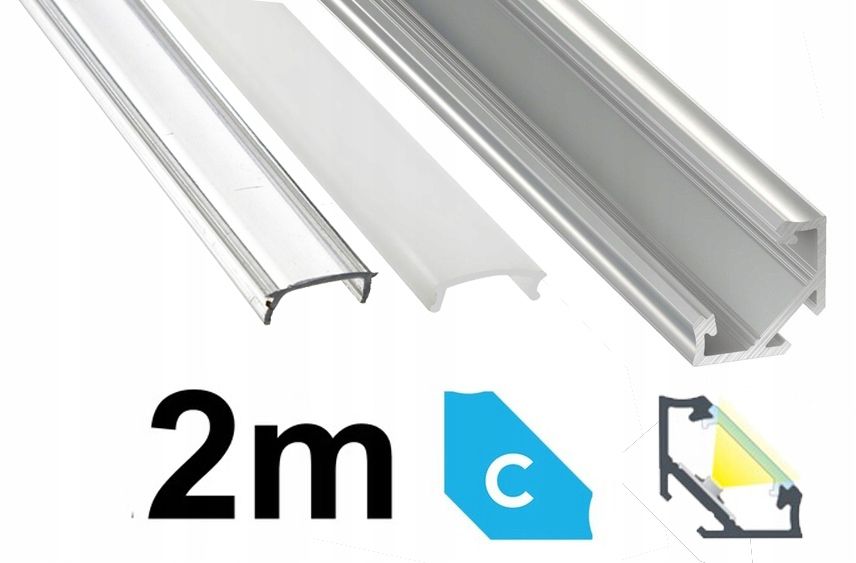  Kopa melns alumīnija profils atzina slim eco led sloksnēm 2m + kapuci
