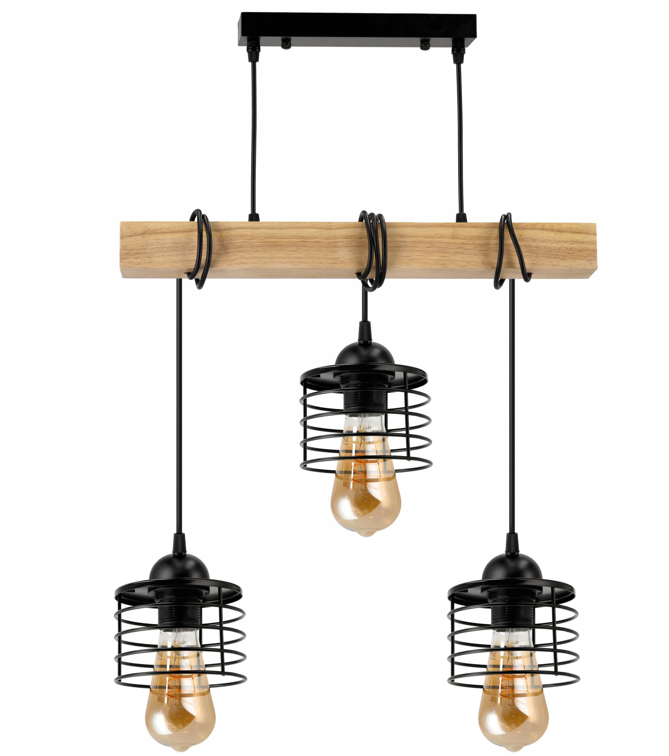  Stropné svietidlo visiace led drevený biala 3xe27 lampa amber jantár