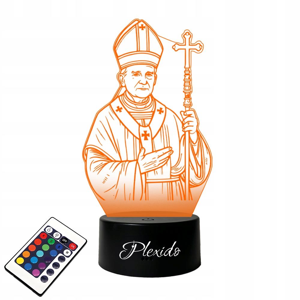  Light bulb on the glass pope jan pawel ii gift 3d led rgb + remote control 16 color