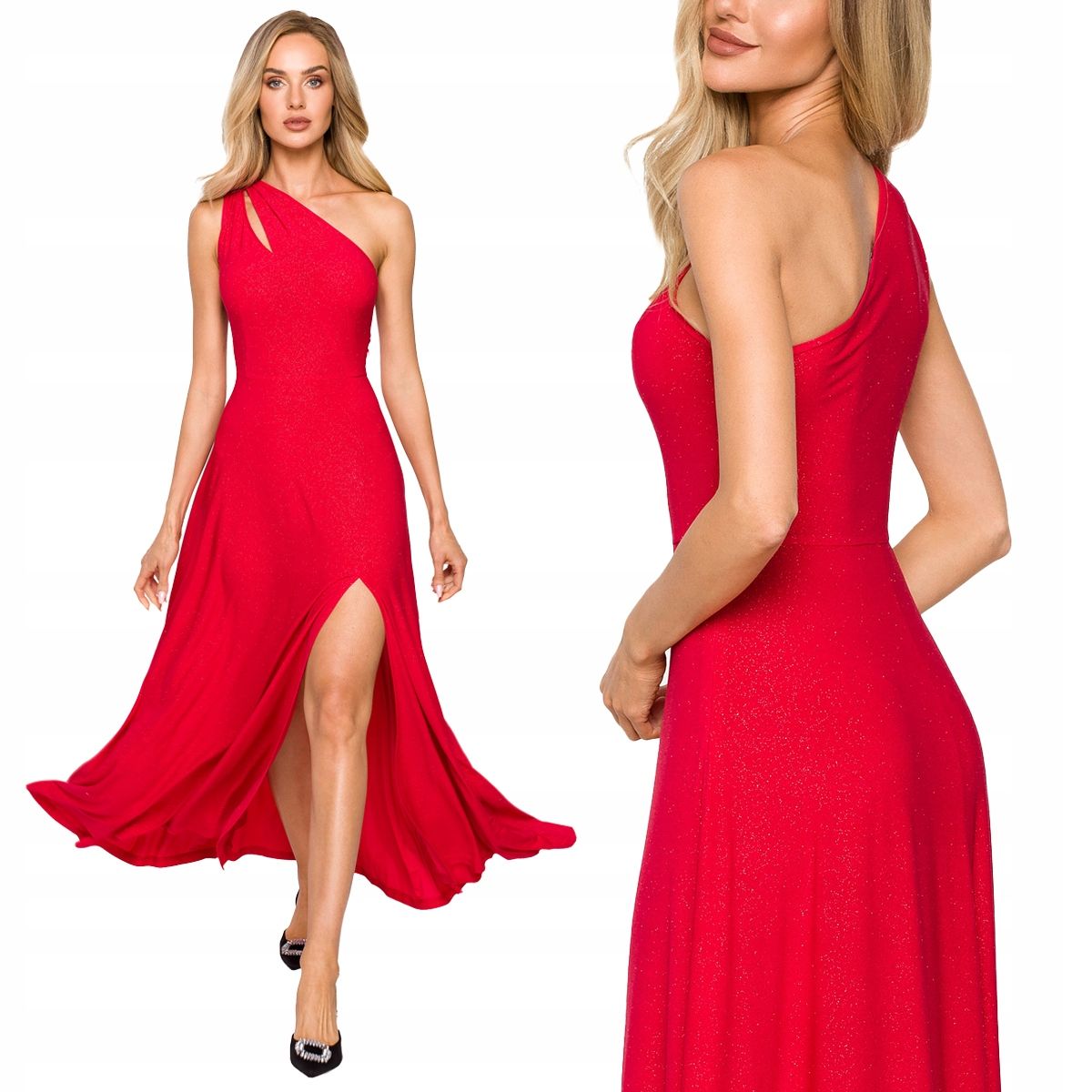  Feminin kleid abend silvester maxi auf einer schulter schwarze farbe 38 m