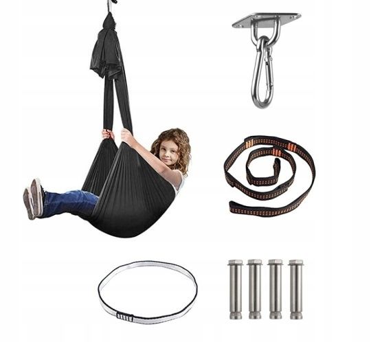  Kiik sensoorne terapeutiline lastele võrkkiik 280x150cm 100kg must värv