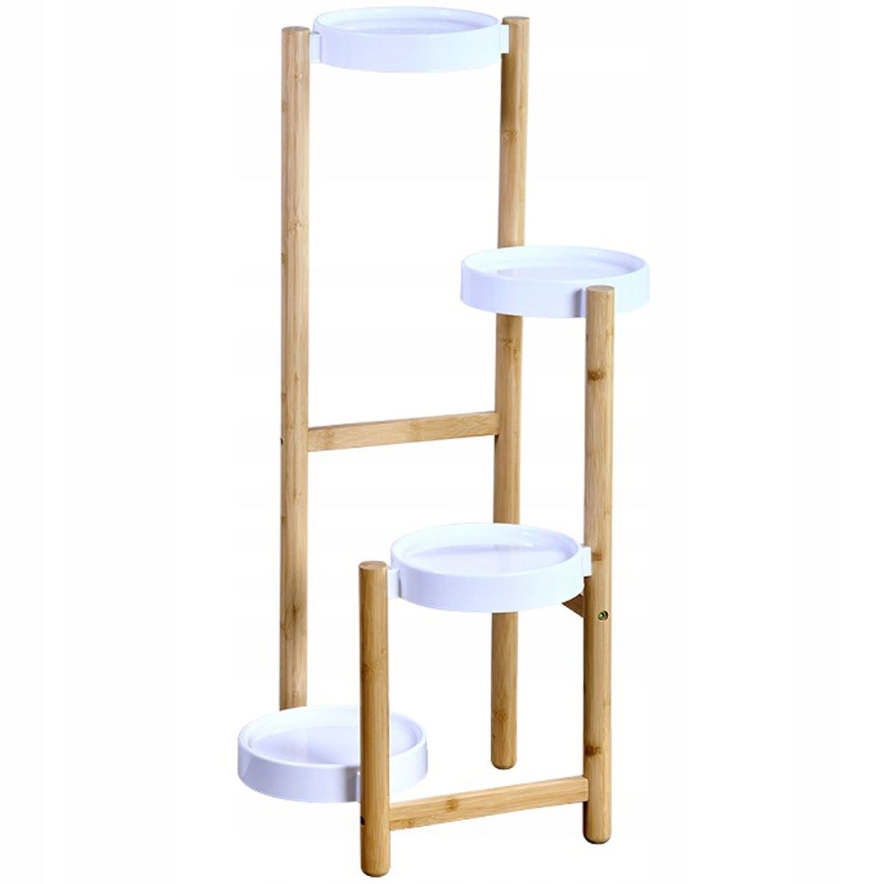  Gėlių stovas ant 4 vazonai bambukas baltas be scandi aukštas 78 cm svetainei