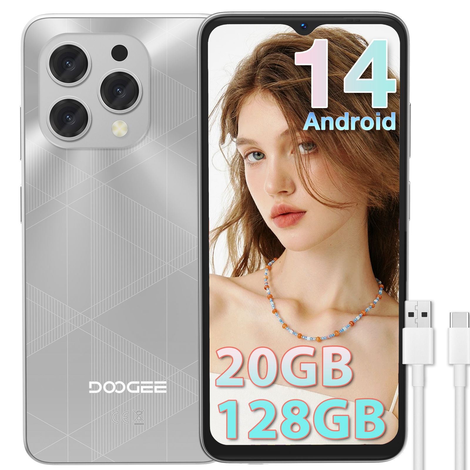  Doogee n50 viedtālrunis 4200mah 8 gb + 128 gb 6.52” 50mp 4g/sim / otg/gps android13