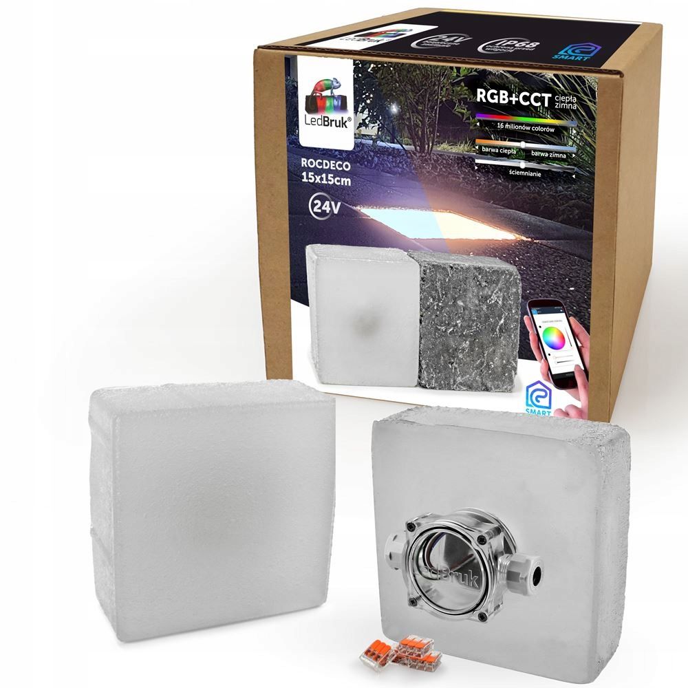  Šviečiančios trinkelės led apšvietimas į polbruk commix 20x10 rgb + cct