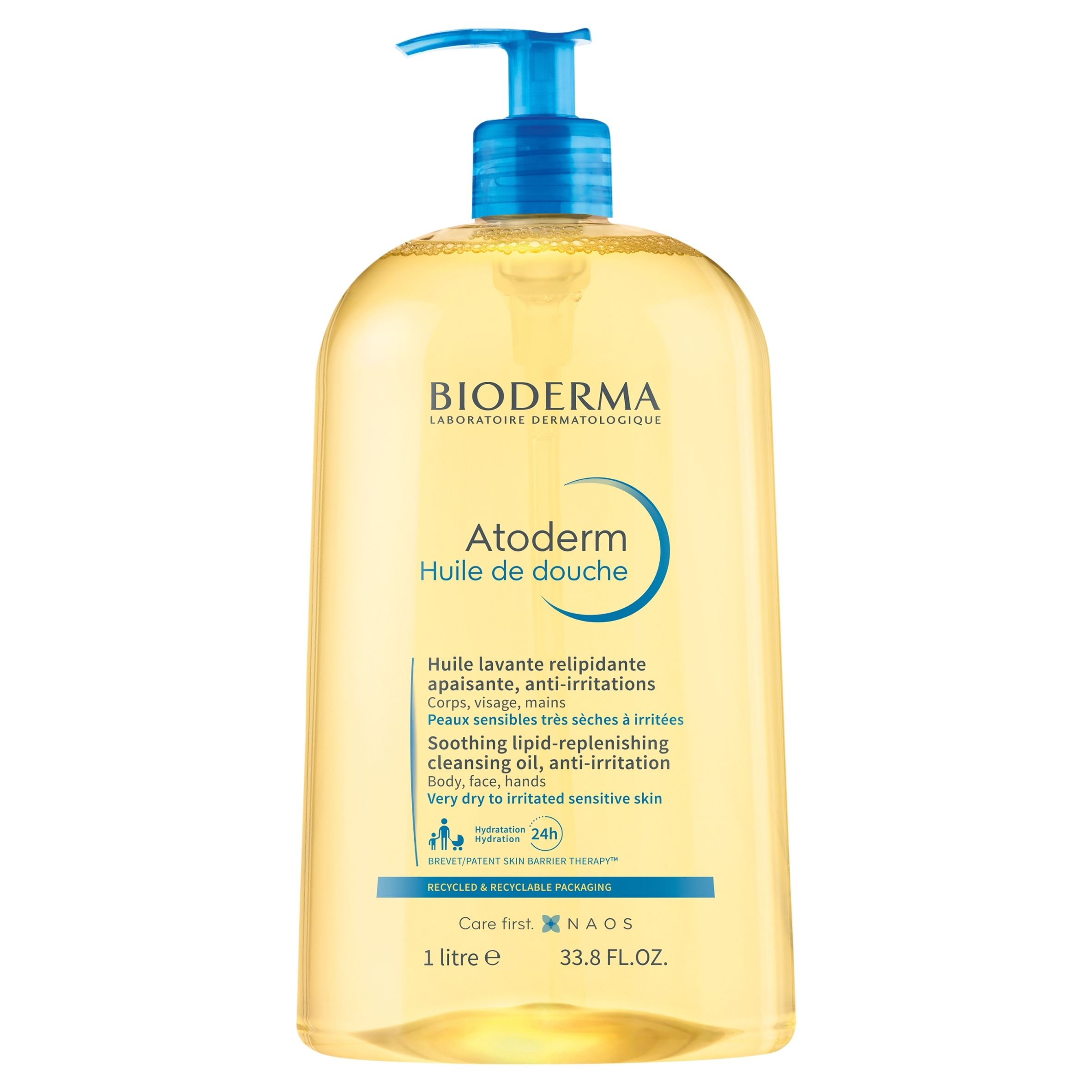  Bioderma atoderm huile aliejus 1000ml + gelis 1000ml dušo komplektas