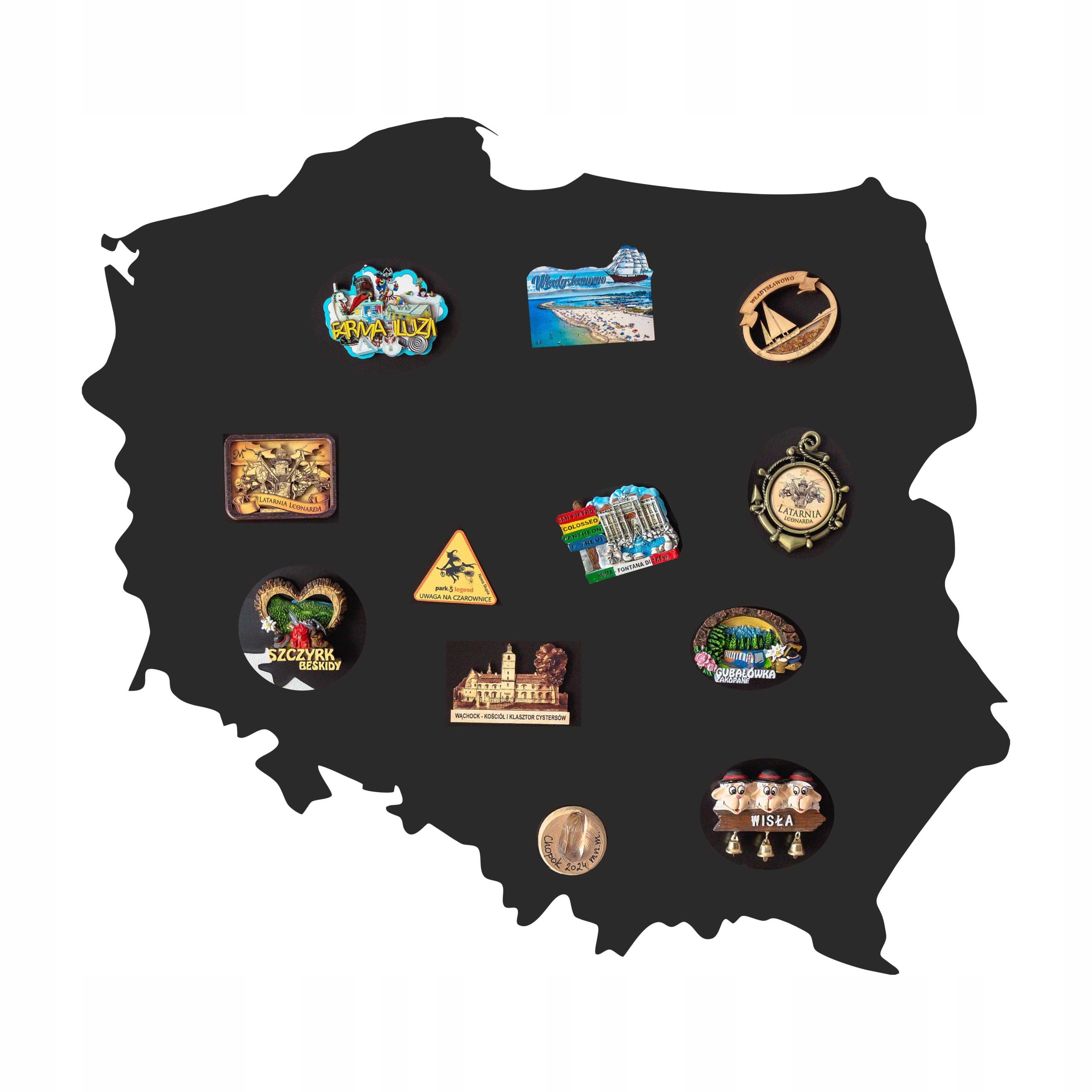  Magnetická tabule samolepící mapa polska magnety z výletu 58x58cm