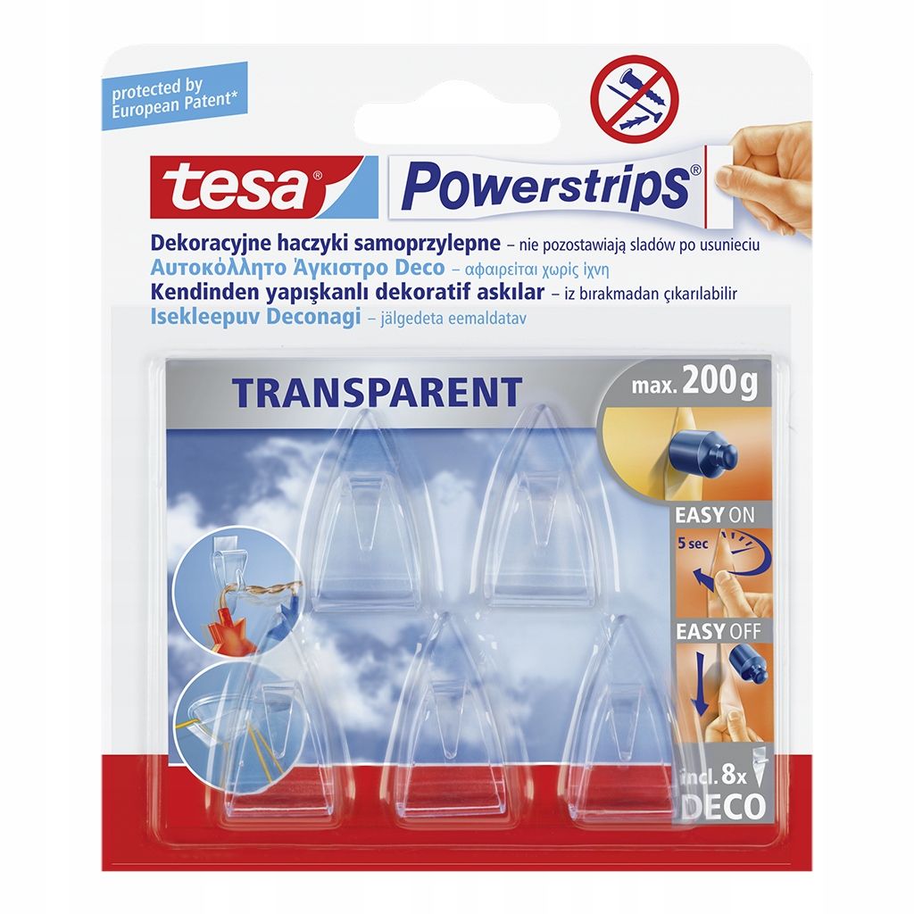  Spoločnosť tesa klinec lepkavý omietka i tapeta - háčiky na lepidlo biale 1kg x4