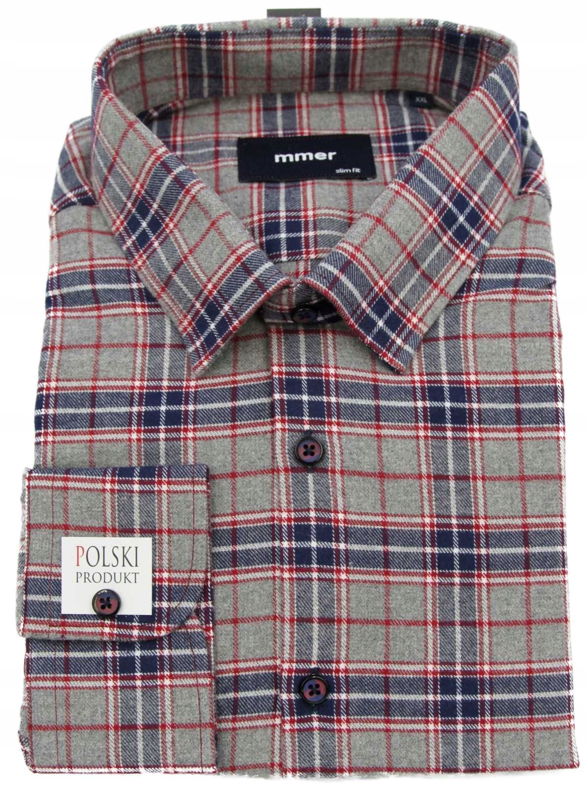  Košeľa mmer slim r.42 176/182 szara s kvetmi