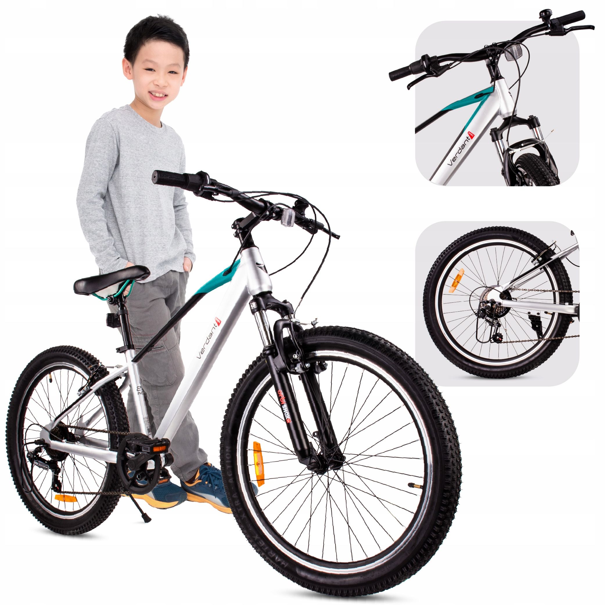  Kalnu velosipēds mtb 24 collas zēnam unisex šimano 7 zobrati amortizators