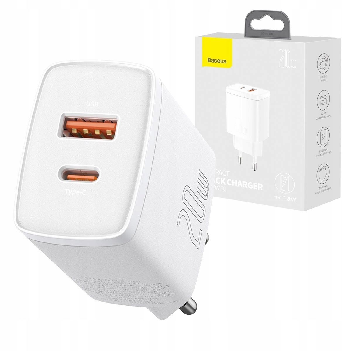  Baseusas greitai kroviklis telefonui 2xusb usb-c tvirtas maitinimo šaltinis 30w 3a pd qc