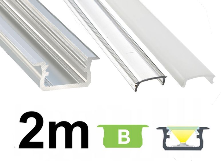  Kopa melns alumīnija profils atzina slim eco led sloksnēm 2m + kapuci