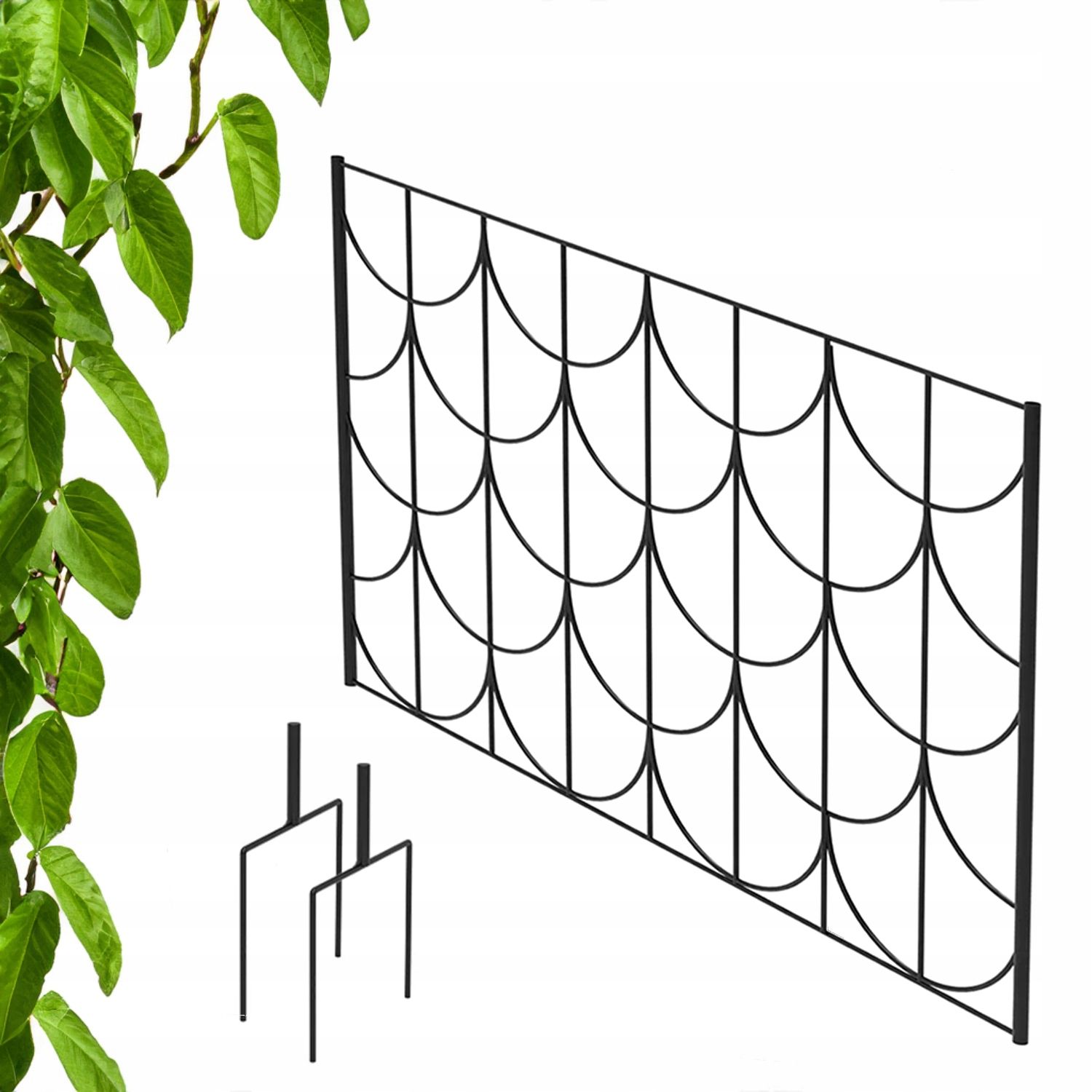  Kovový záhradný plot vysoký čierny 120x75cm plot