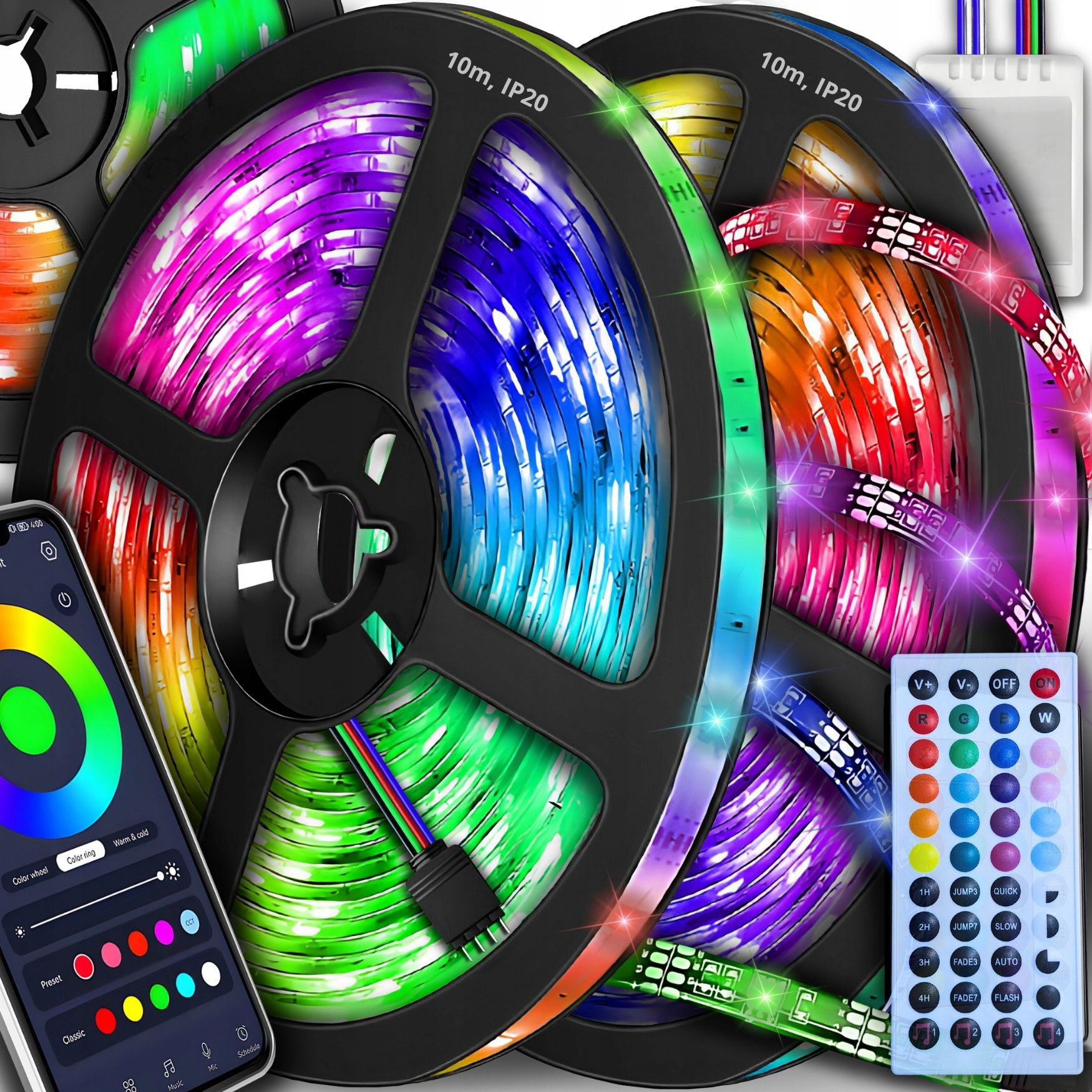  Led strip rgb 20m ledy 5050 tape rgbw 230v 12v solid with remote control gadget