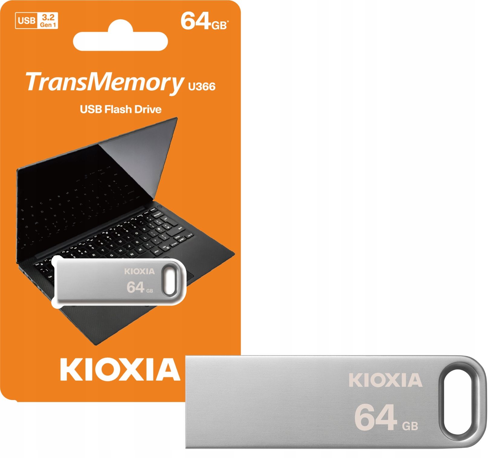  Pendrive kioxia 64gb usb 3.2 biwako u366 silver