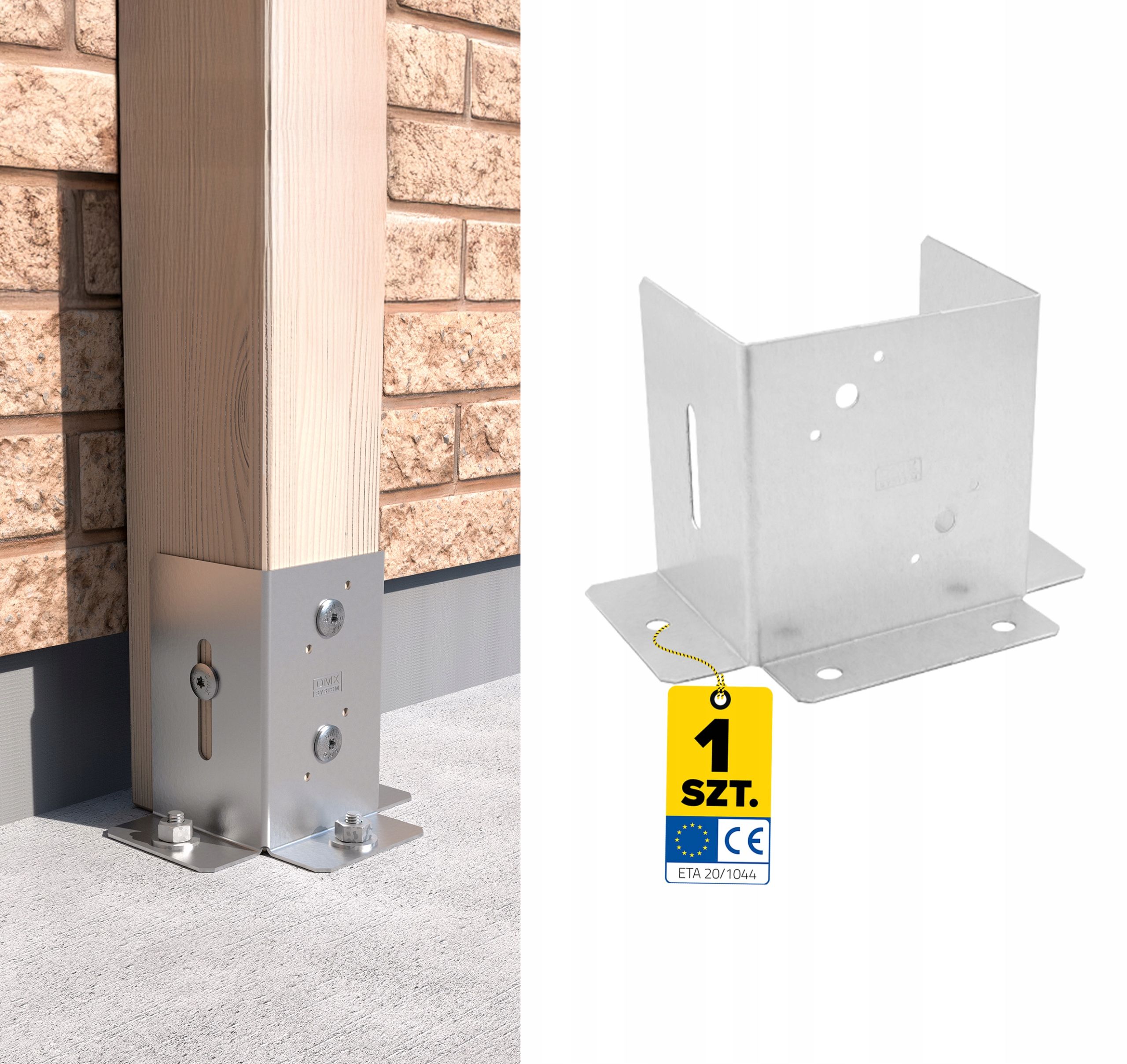  Základ držák na tyč 161x200 mm psp obdélníkový kotva do betonu oheň