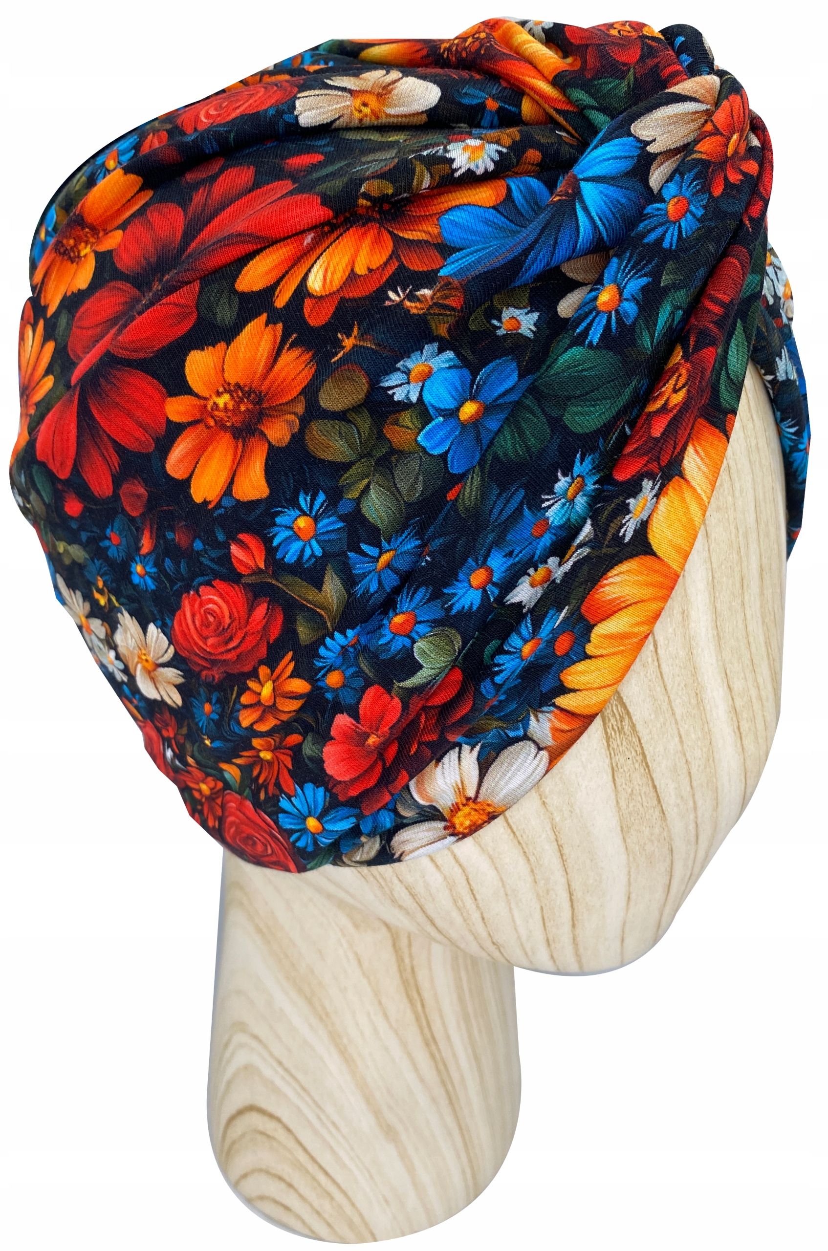  Mütze turban twist jersey baumwolle green lines onkologie