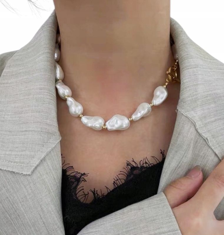  Kaelakee kreemjas valkjas kuldne pärlid pärlid kihid pikk elegantne