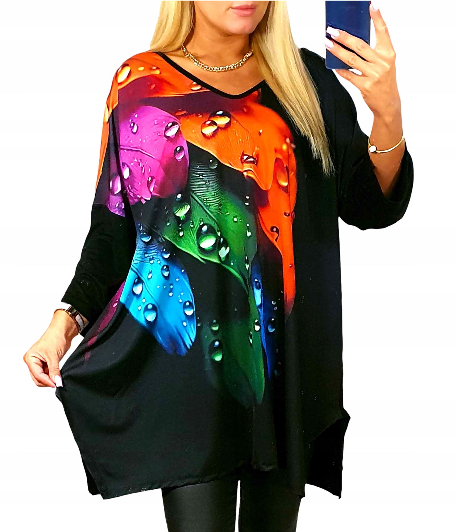  Tunika módne + size slobodný pohodlné veľký univerzálny listy 3xl 4xl 5xl