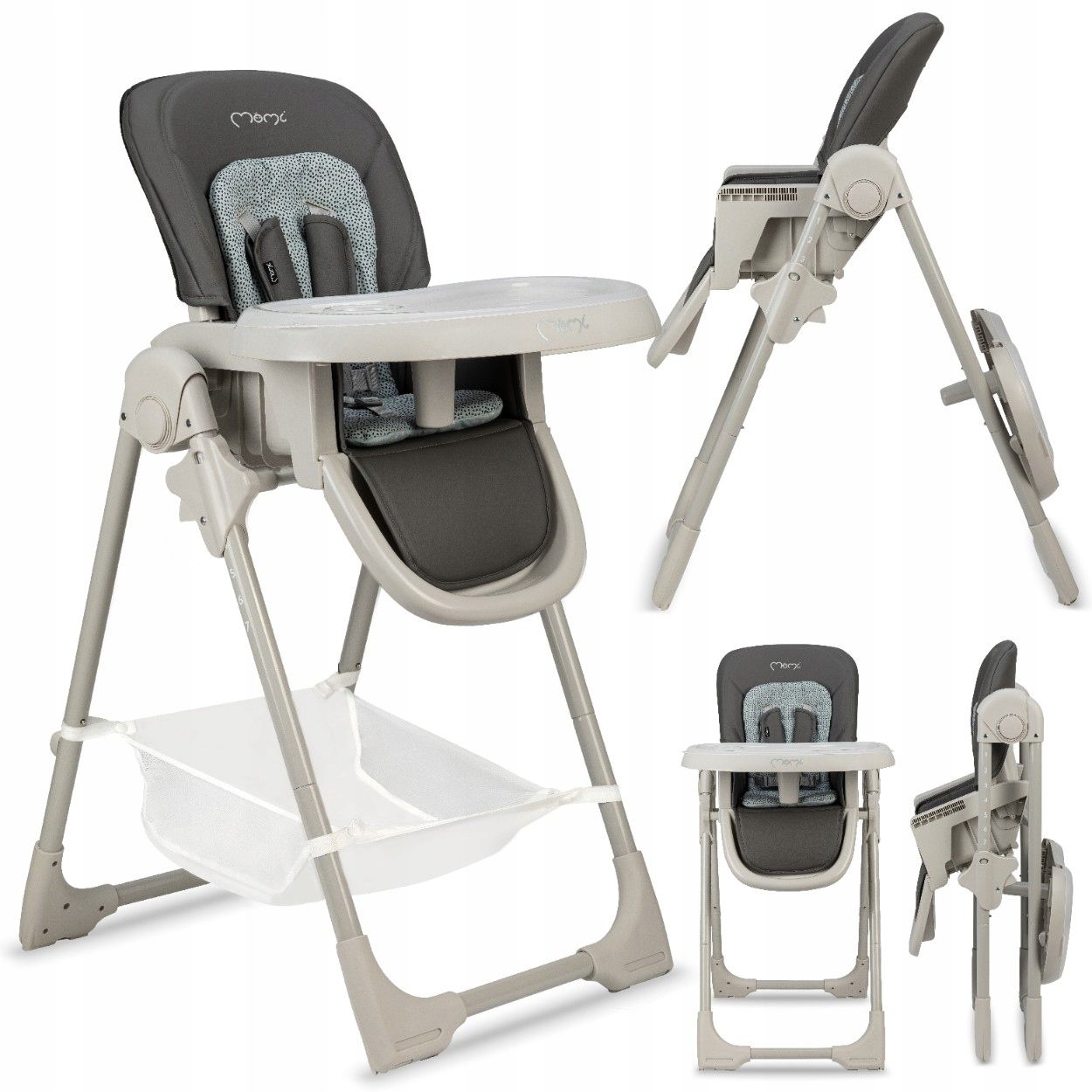  High chair - momi gojo black - leather wheels regulation foldable