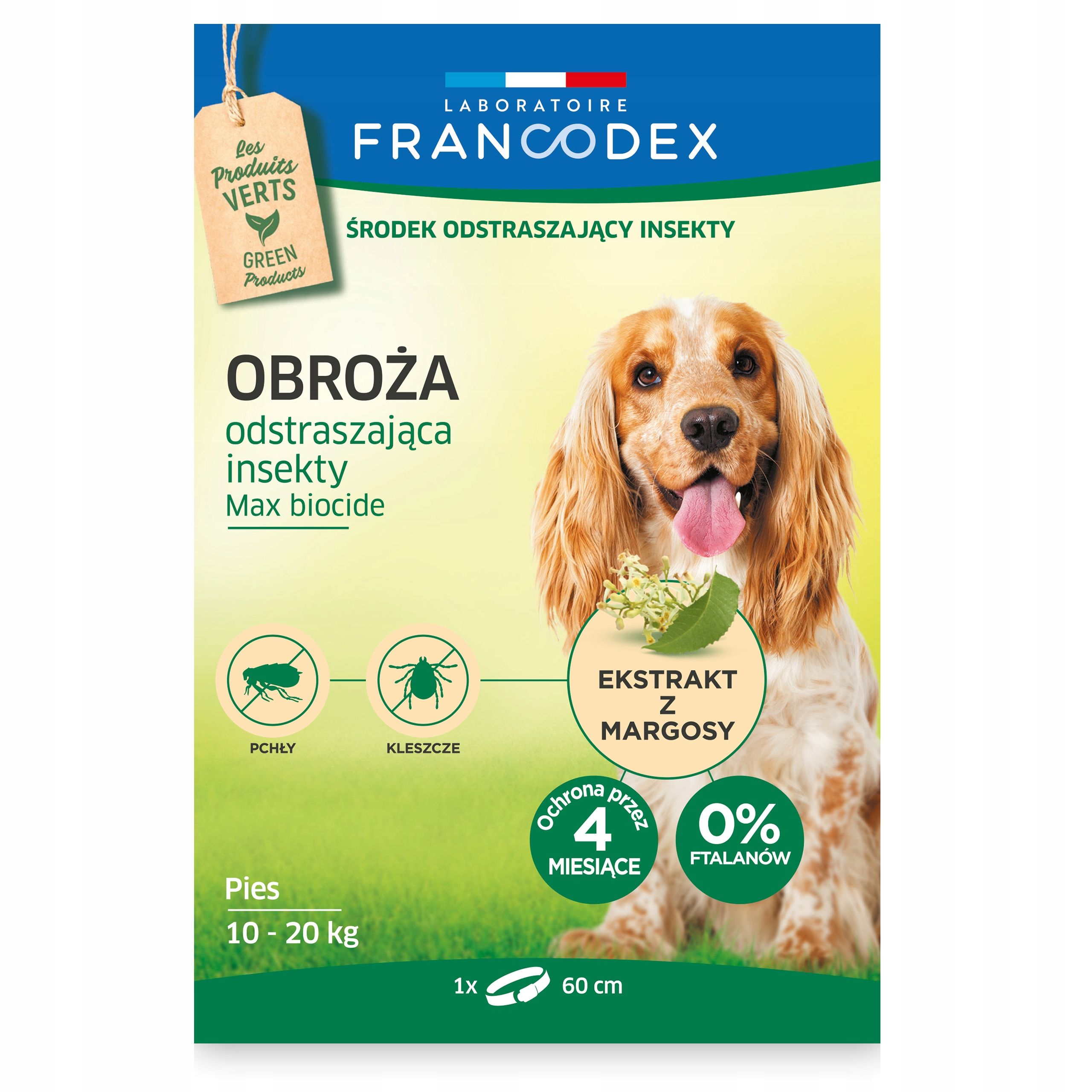  Dog collar from ticks i fleas parasites from 10 - 20 kg francodex 60 cm