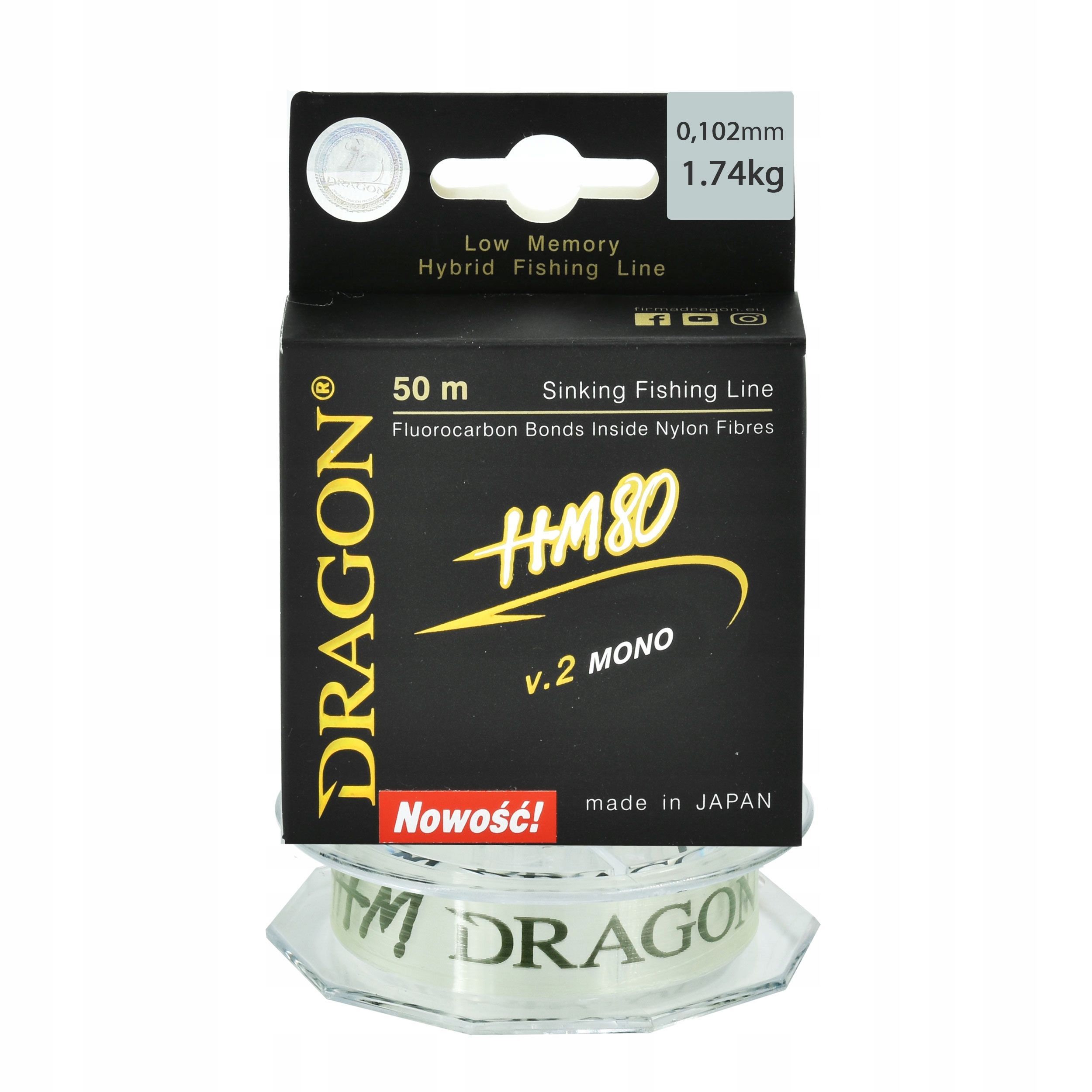  Linija dragon hm80 v.2 competition 0.103 mm/1.88 kg 100 m šviesiai pilkos spalvos žvejybai