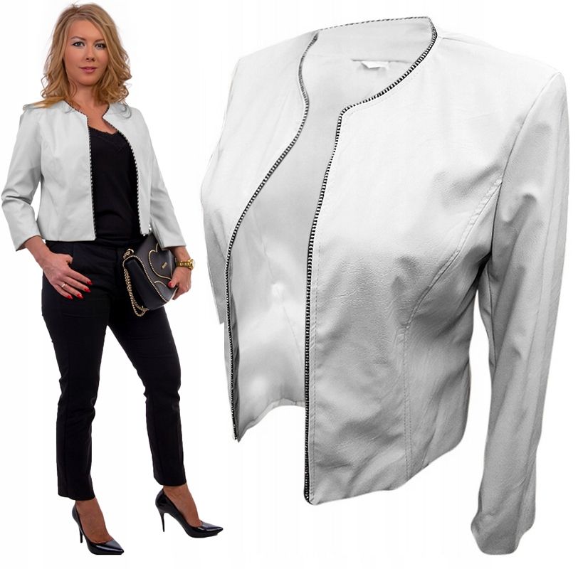  Bolero öko-leder jacke beige mit futter polnisches produkt größe 36