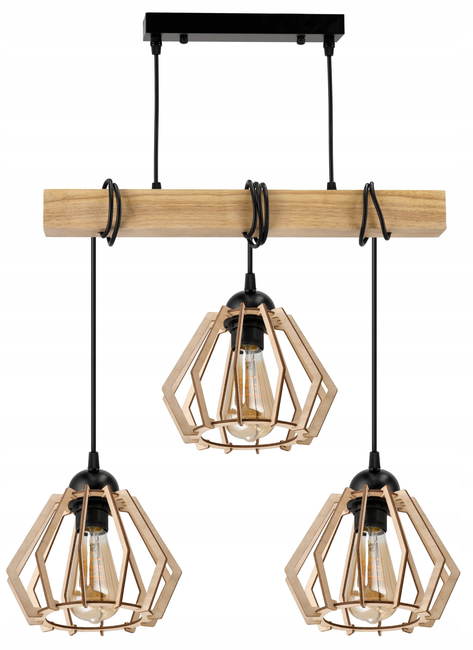  Stropné svietidlo visiace led drevený biala 3xe27 lampa amber jantár