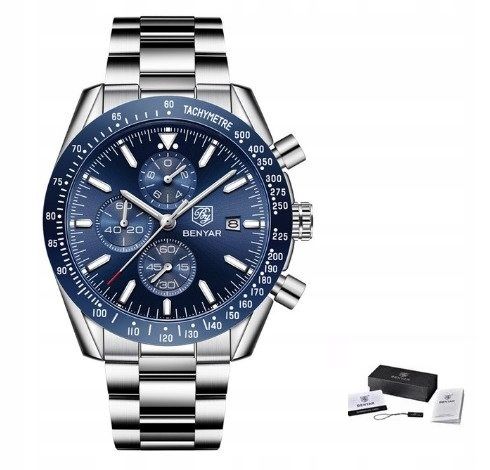  Uhr benyar männlich elegant chronograph schachtel
