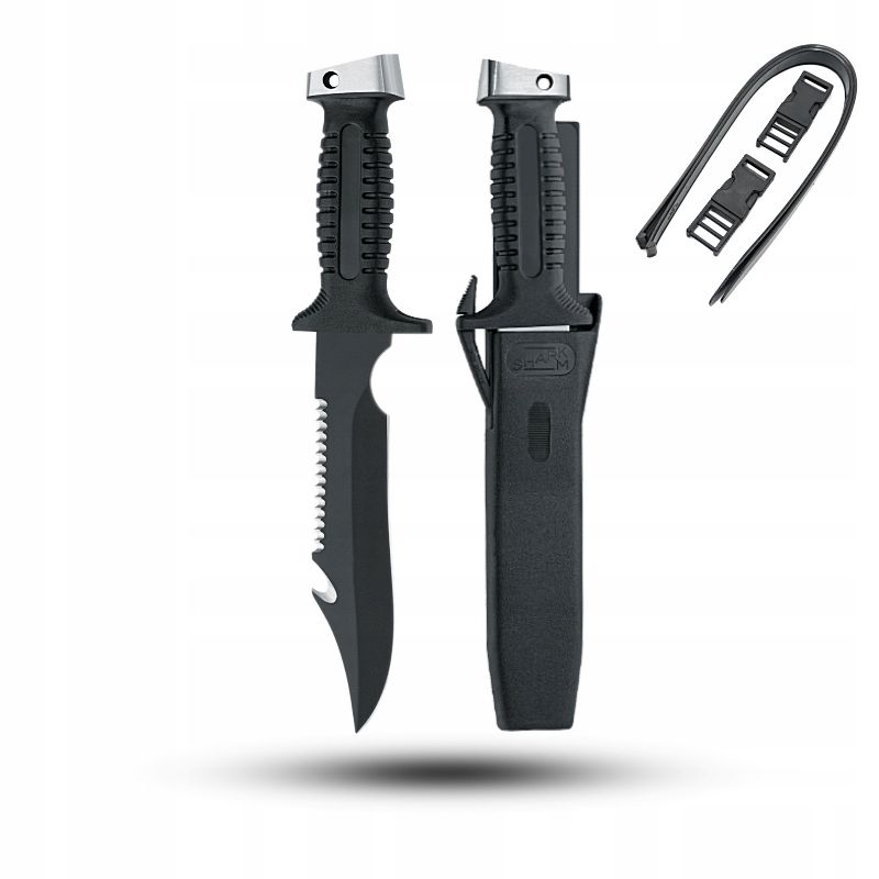  Diving knife mac coltellerie aquatys - black - aqt12.n + case + straps