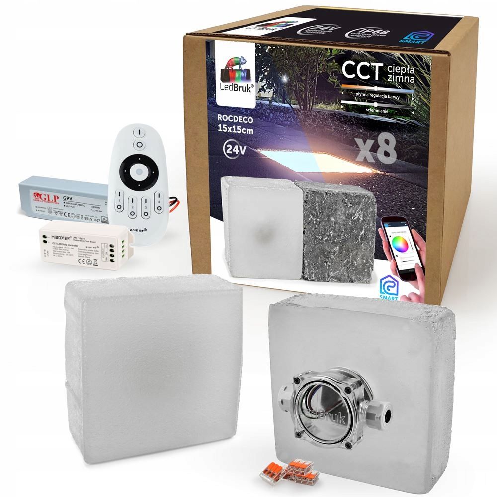  16x ledbruk šviečiančios trinkelės led 15x15 cct