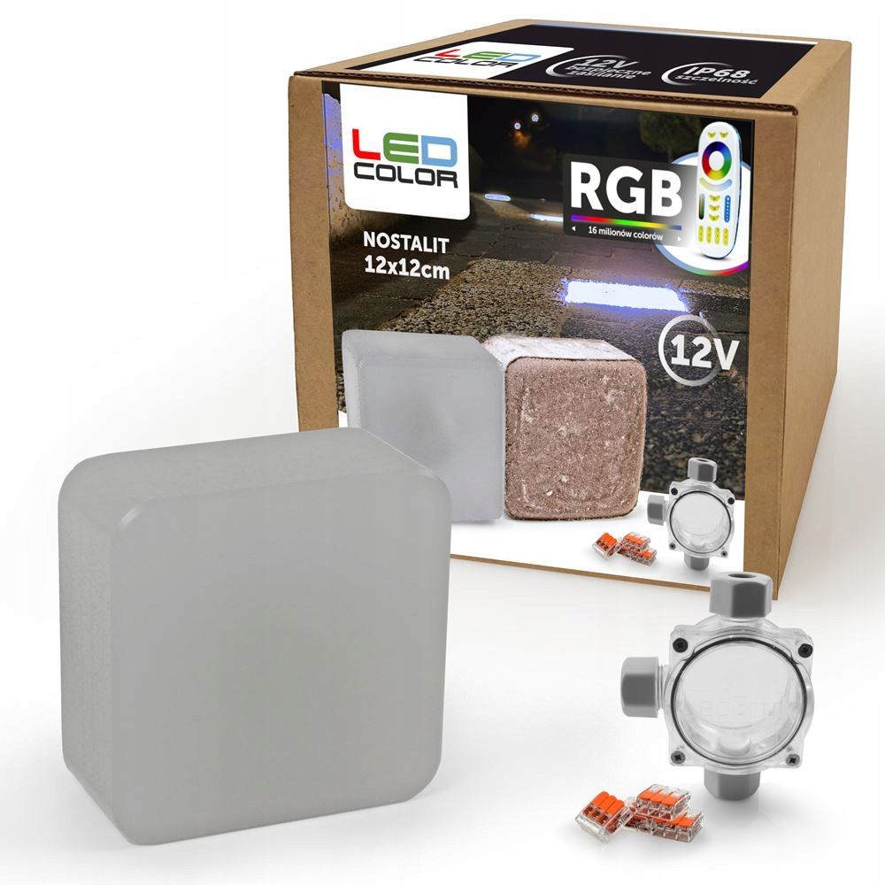  8x šviečiančios trinkelės led nostalit 12x12 rgb