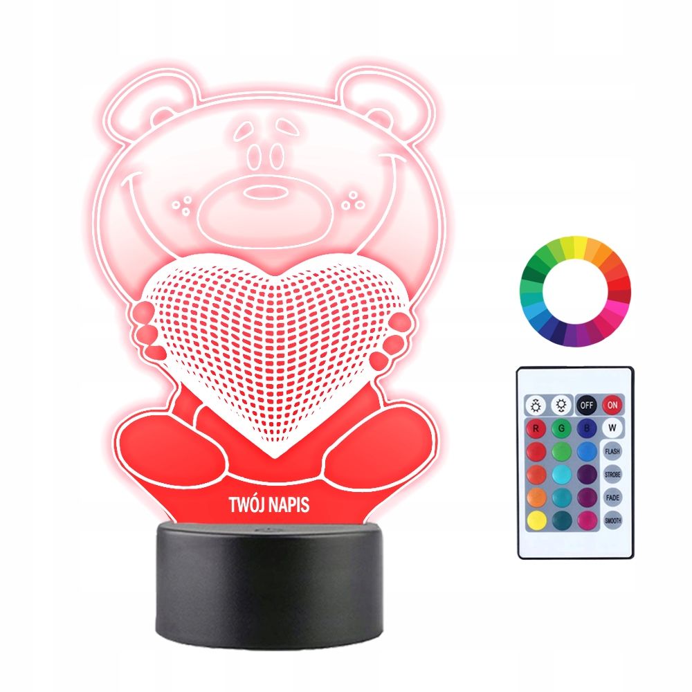  3d nakts gaisma led par dāvanu valentīna diena gravēšana
