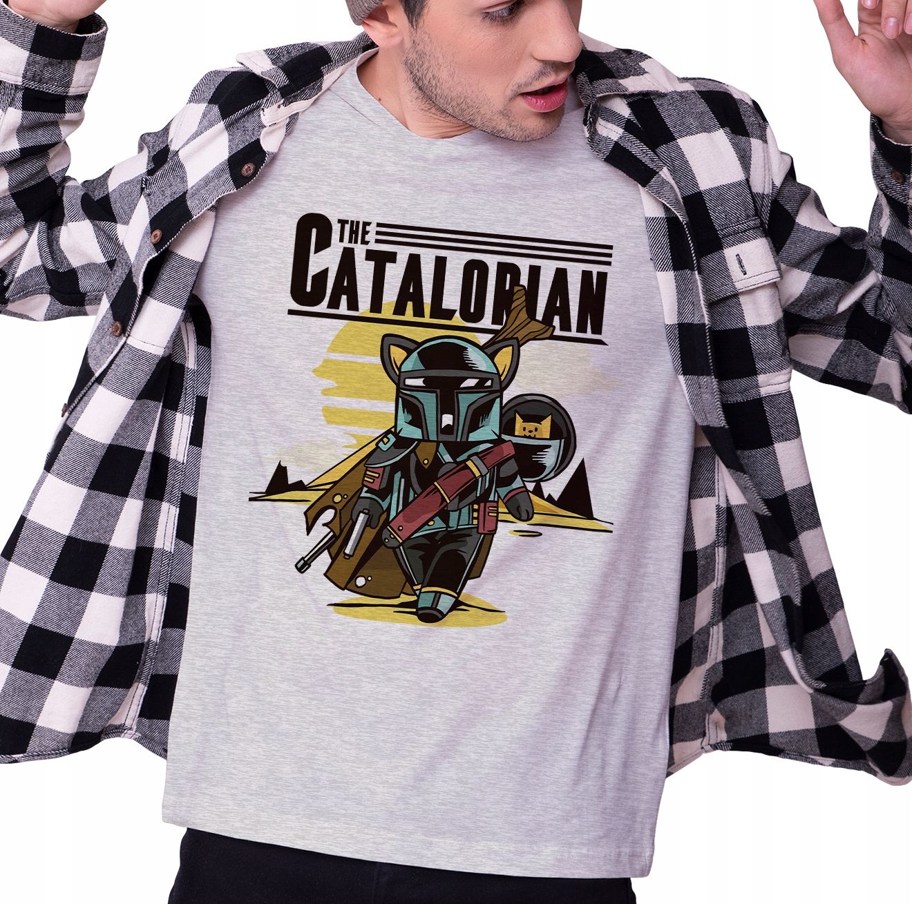  T-shirt mit katze sie potknal muster geschenk l
