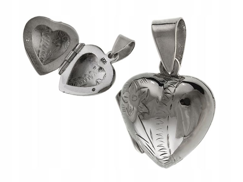  Necklace box opening pendant oval equal opening silver 925 w0251 - 3.2g.