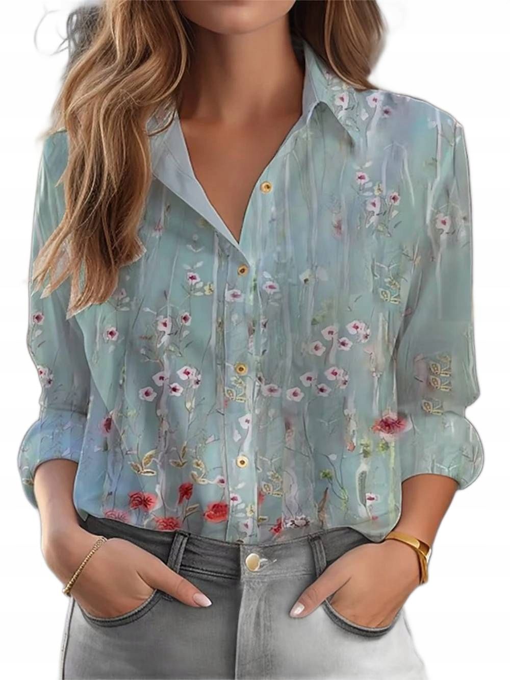  Elegantes hemd feminin gelegentlich täglich frühling ausdruck blumen