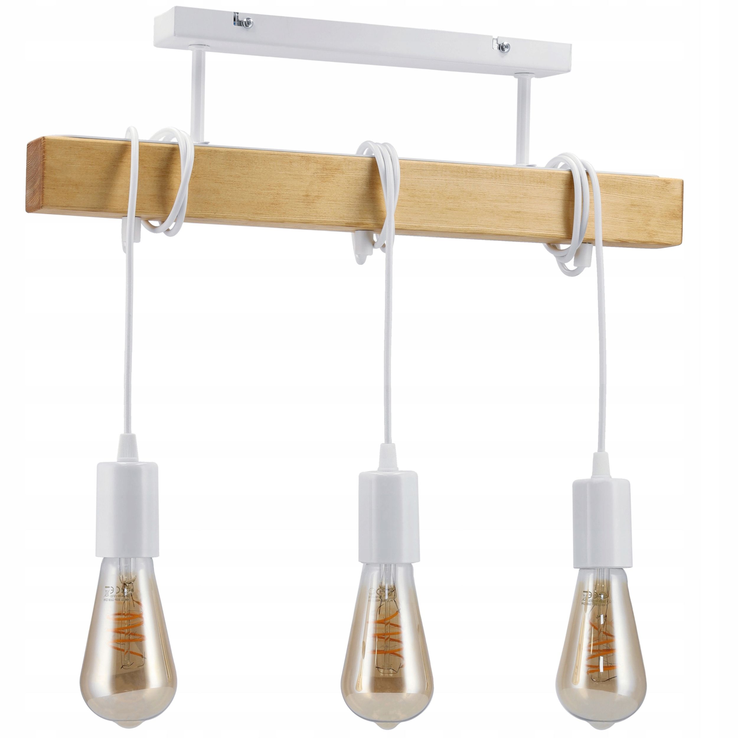  Stropné svietidlo visiace led drevený biala 3xe27 lampa amber jantár