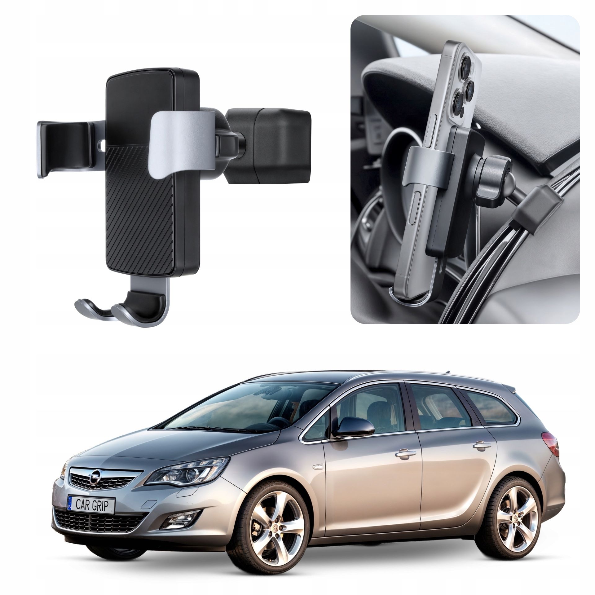  Gravitacinis laikiklis su įkrovimu qc 3.0 į opel astra j (2009-2019)