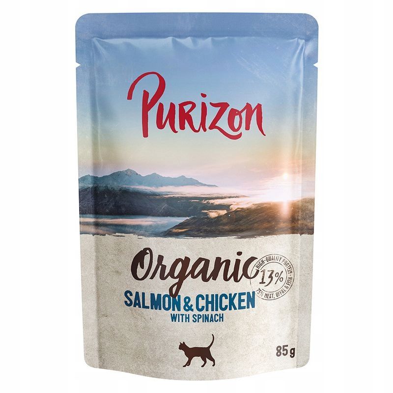  Purizon organic konservi lasis cālis spināti 6x85g kaķim