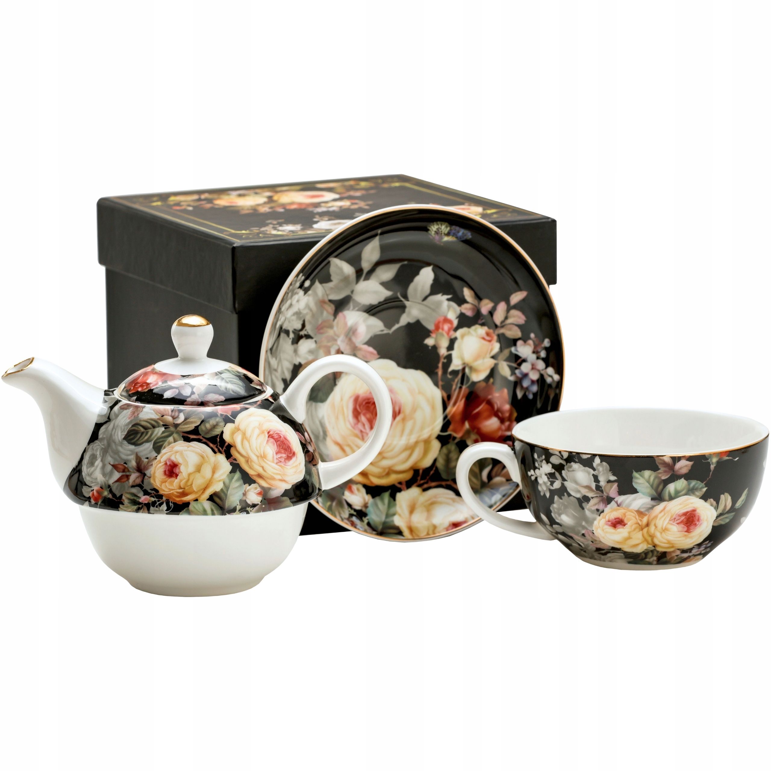  Soubor tea for one porcelán džbán 450 ml s šálkem 250 ml - květiny