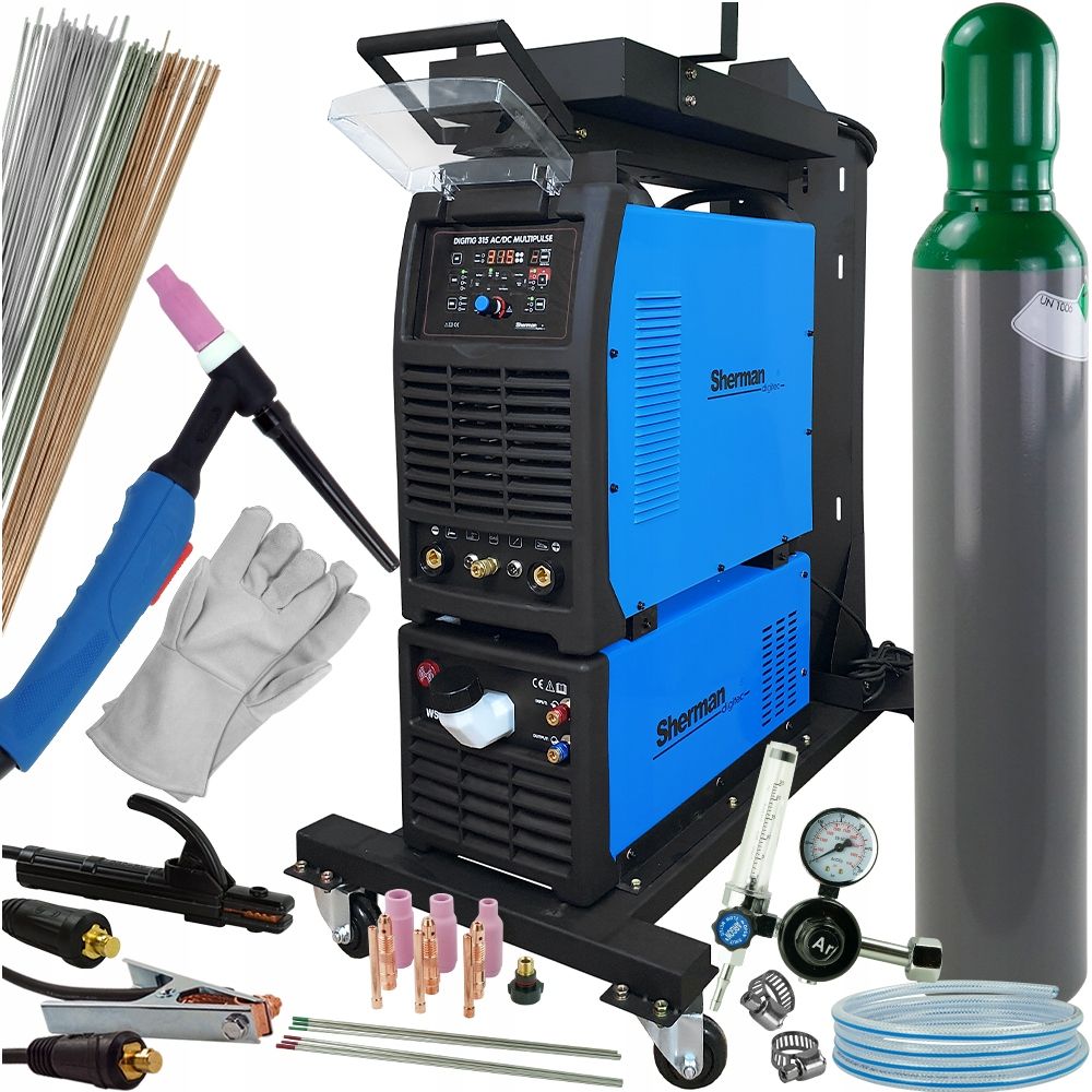  Suvirinimo aparatas sherman digitig 315 tig acdc 315a mma pulsas 400v komplektas suvirinimo