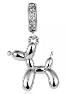  Md charms anhänger hündchen herz grau hund chihuahua steine | s925