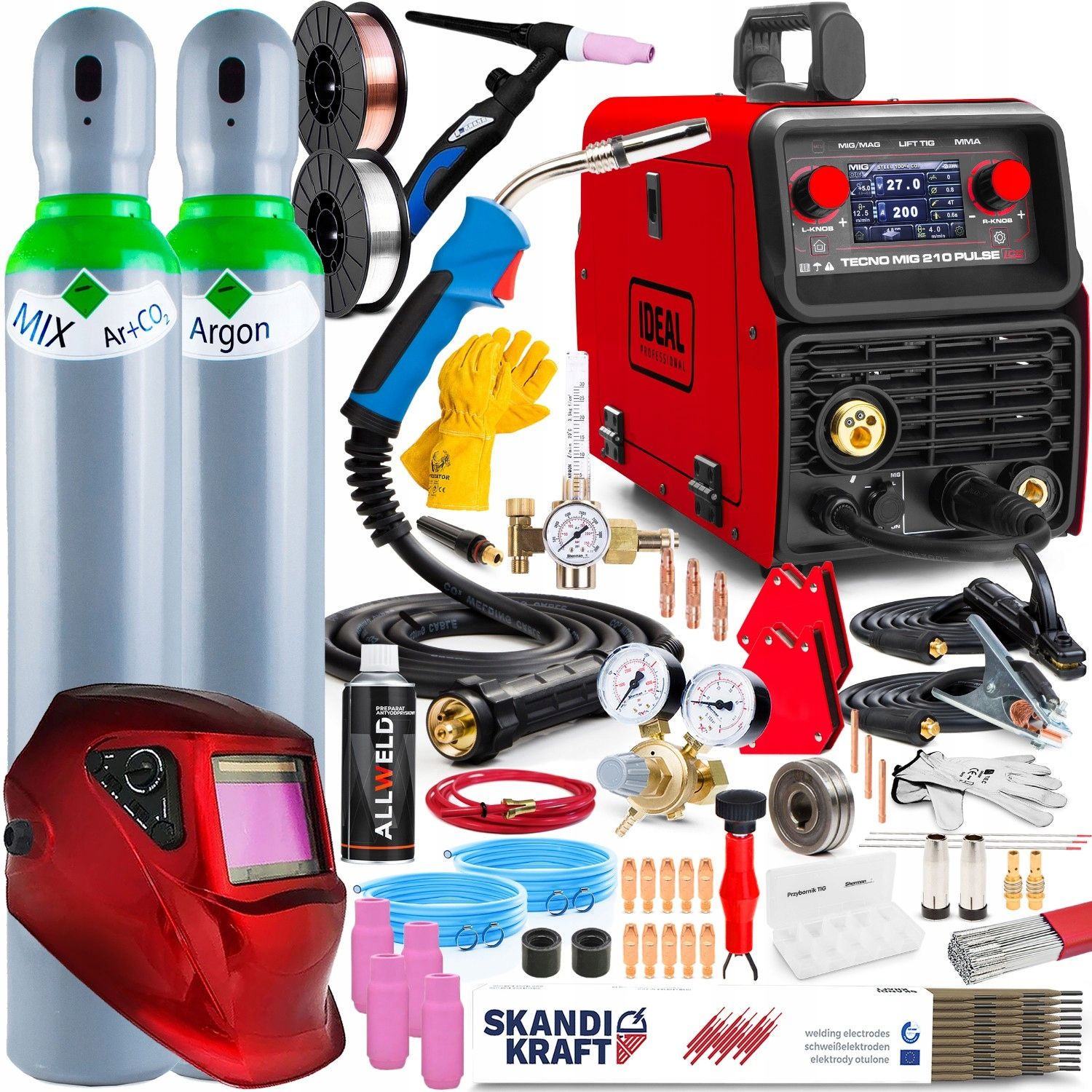  Suvirinimo aparatas mig idealus mig 210 pulsas magas mma tig 200a lcd aliuminio sinergija