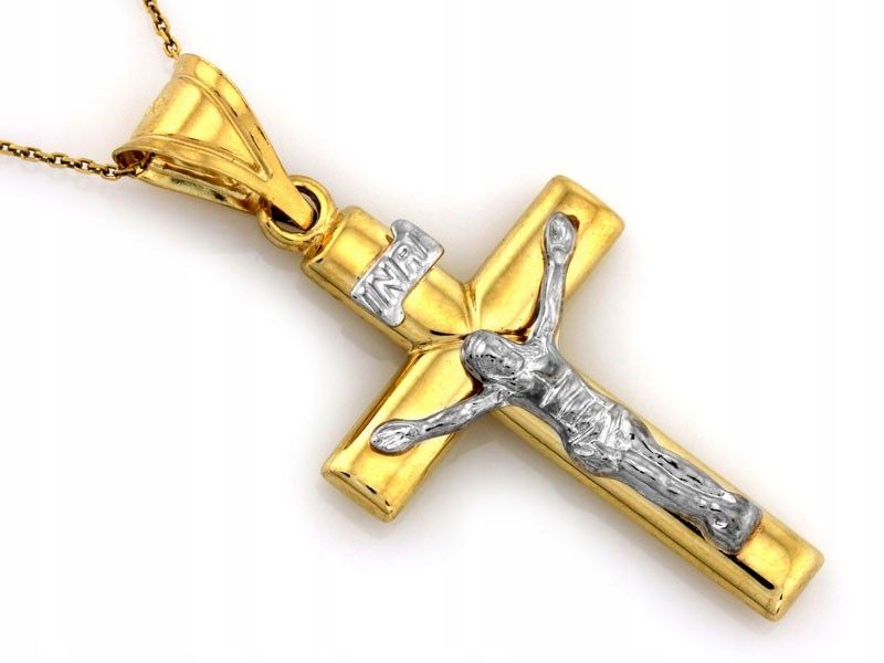  Earring cross 585 with image christ 1.23g religious items for a gift