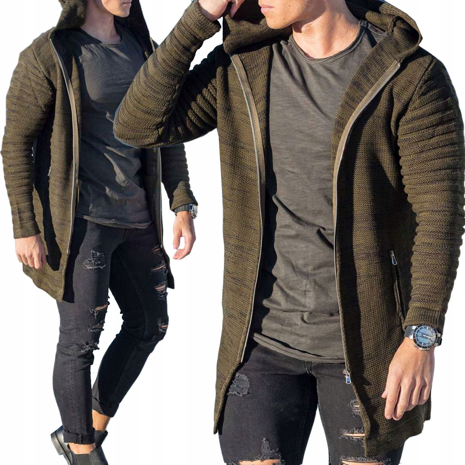  Cardigan sweater extended with hood sweater castle