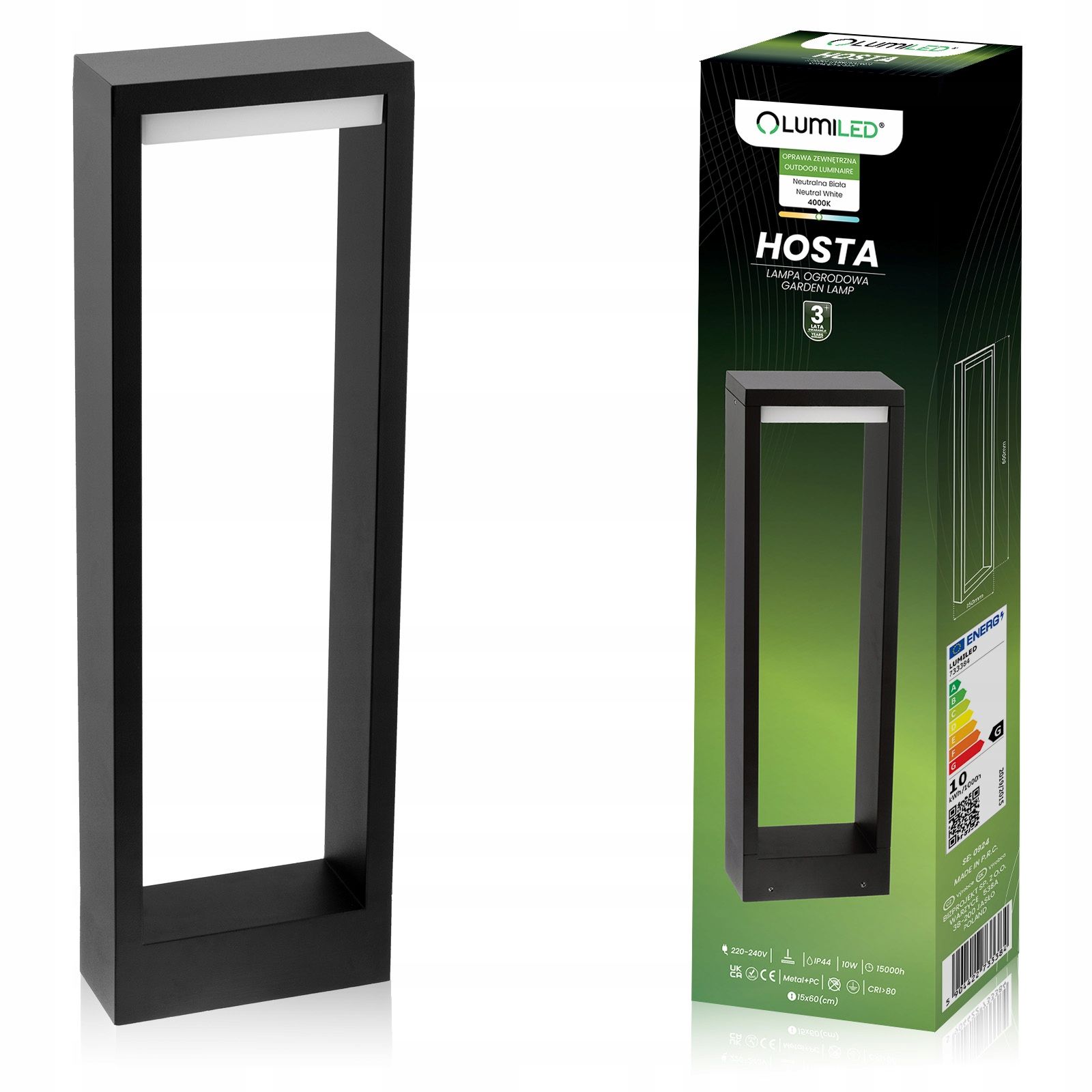  Led-lampe garten äußerlich im bau 80 cm 10w 700lm spalte 4000k schwarz