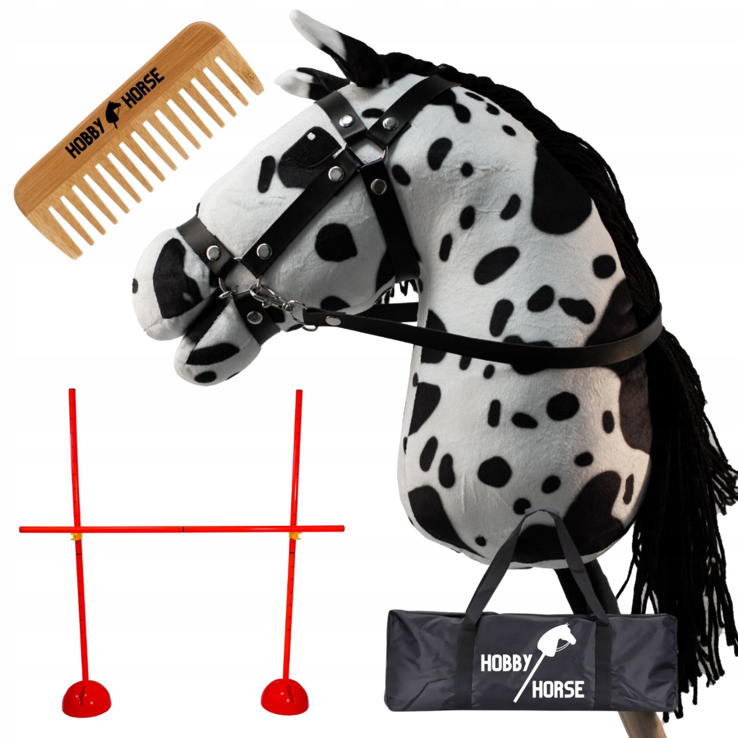  Komplektas hobbis horse arklys su kotu a3 2x kliūtis šokinėjimui 120cm šukos