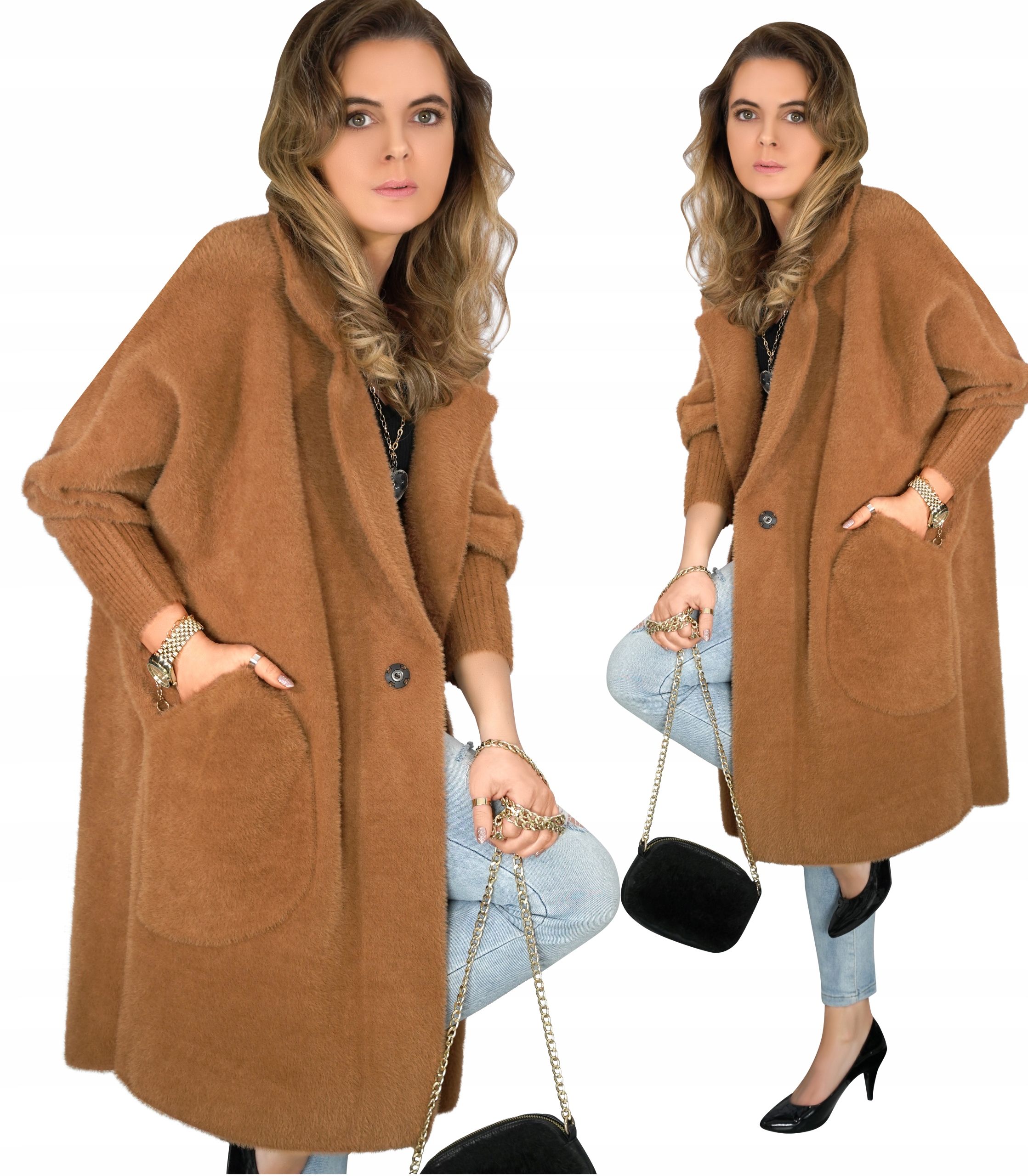  Alpaca coat camel big size 44-54